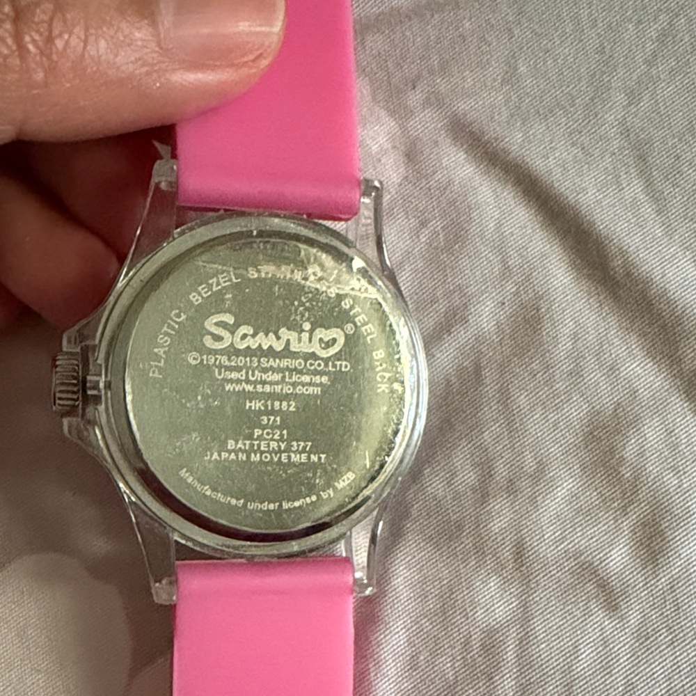 Sanrio Hello Kitty Hot Pink Silicone Strap Watch with Crystal Bezel - Picture 3 of 3
